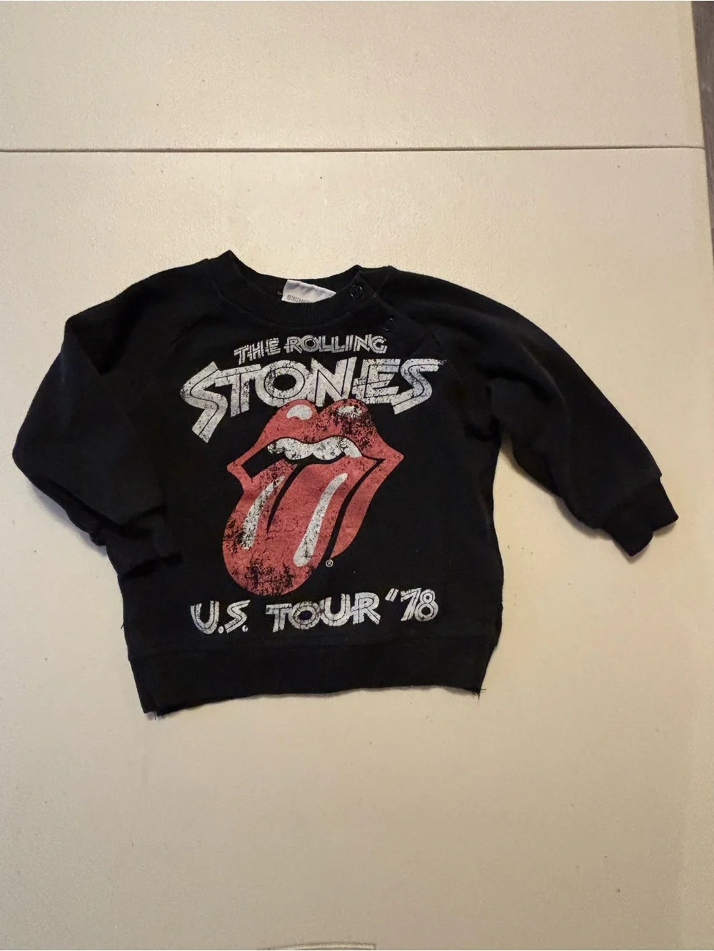 the Rolling Stones Black Kids Sweatshirt with Red Tongue Graphic 12M 0033S